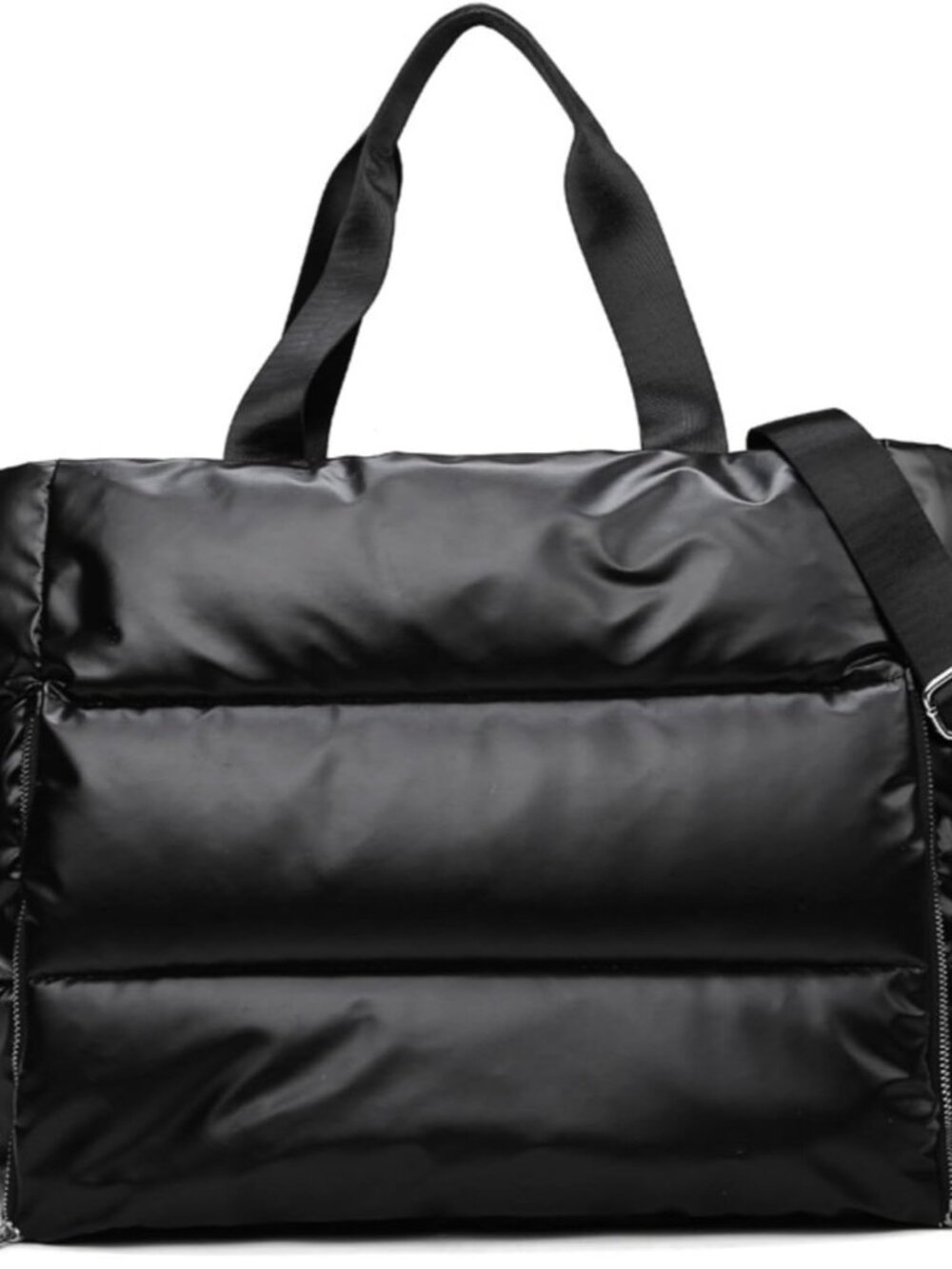 Large Puffer Tote Bag for Women, Quilted Gym Bag with Yoga Mat Holder, Travel Du